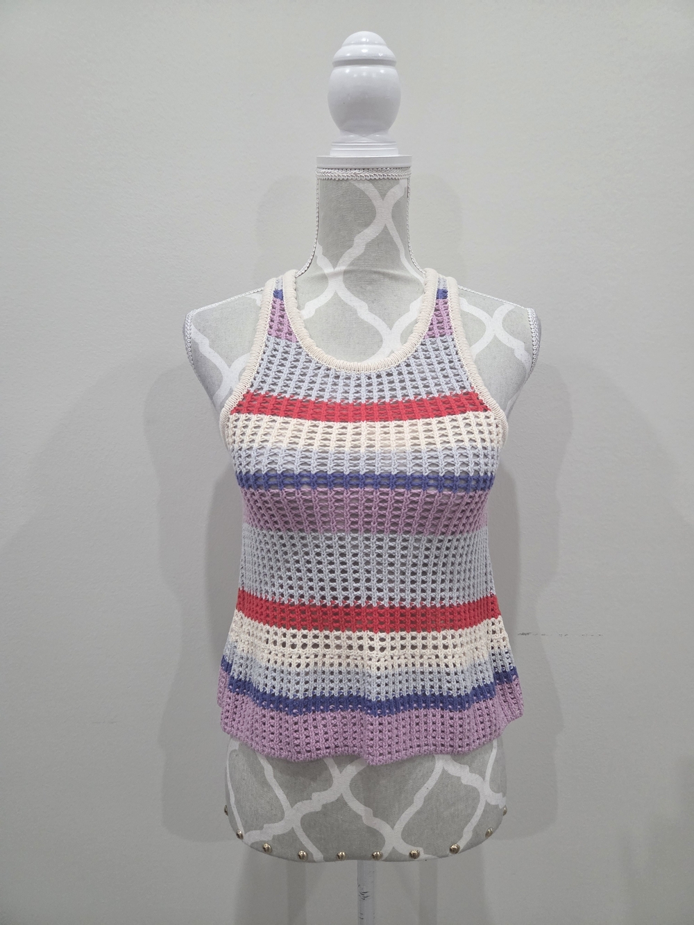 Striped Crochet Tank Top - Multicolor